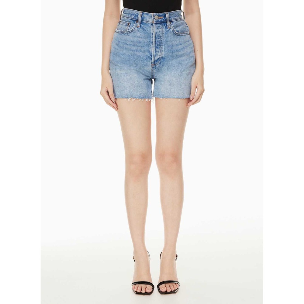 Denim Forum Yoko Mid-Thigh Short High-Rise Size 25 Light Wash Blue Women